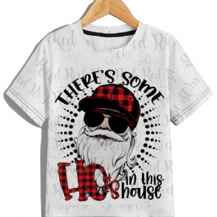 Sjove Jule-t-shirt Til Drenge Der Er Noget I Dette Hus Plaid Julemand Grafiske T-shirts Vintage Top
