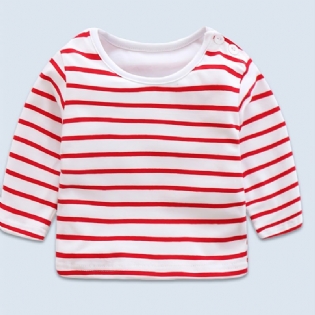 Småbørn Baby Piger Casual Sød Langærmet Stribet T-shirt Med Rund Hals