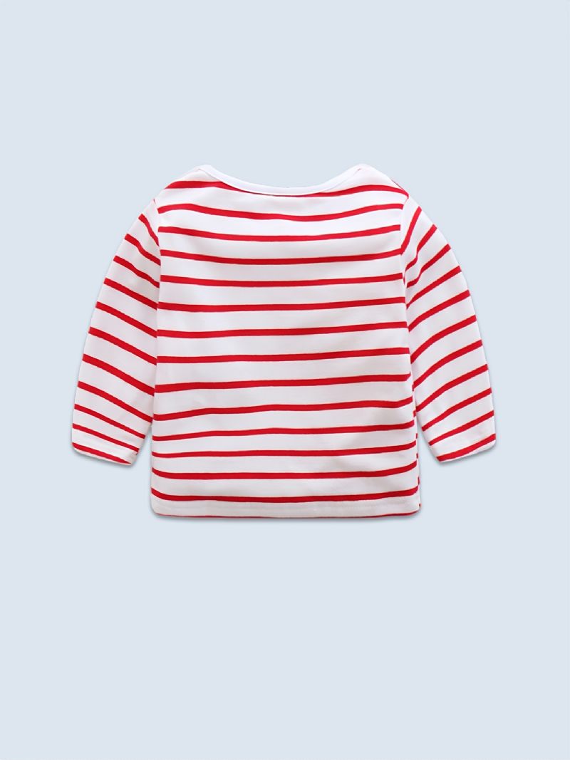 Småbørn Baby Piger Casual Sød Langærmet Stribet T-shirt Med Rund Hals