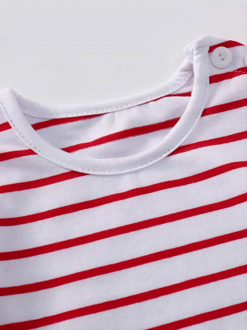 Småbørn Baby Piger Casual Sød Langærmet Stribet T-shirt Med Rund Hals