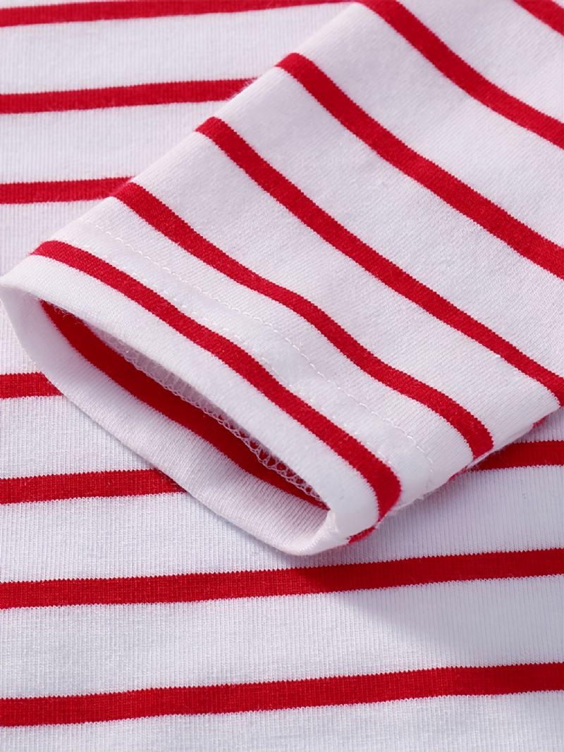 Småbørn Baby Piger Casual Sød Langærmet Stribet T-shirt Med Rund Hals
