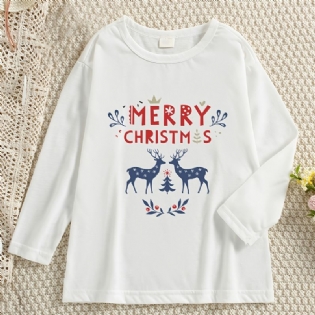 Småbørnspige Juleblomstret T-shirt Med Bogstavtryk