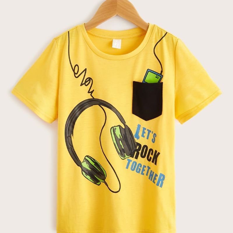T-shirt Til Piger Kreativt Print Med Rund Hals Kortærmet Top Børnetøj