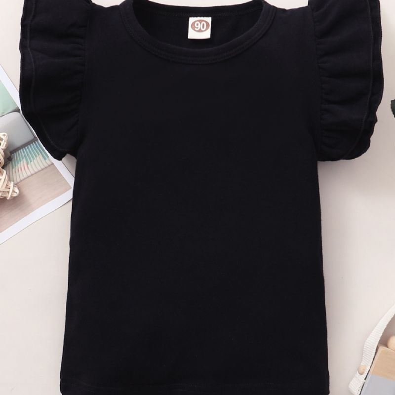 Toddler Baby Piger Ensfarvet Kort Bomulds T-shirt
