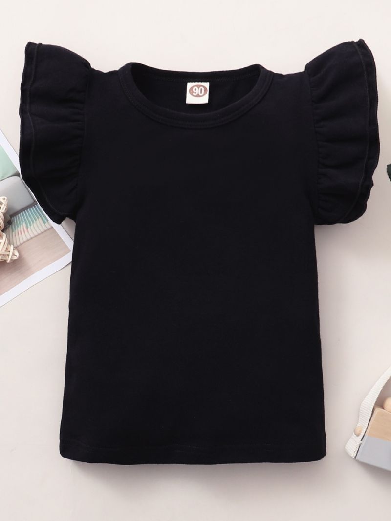 Toddler Baby Piger Ensfarvet Kort Bomulds T-shirt