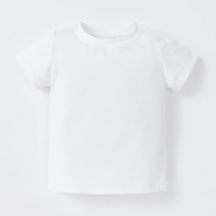 Toddler Baby T-shirt Basic Ensfarvede Rund Hals Kortærmet Piger Drenge