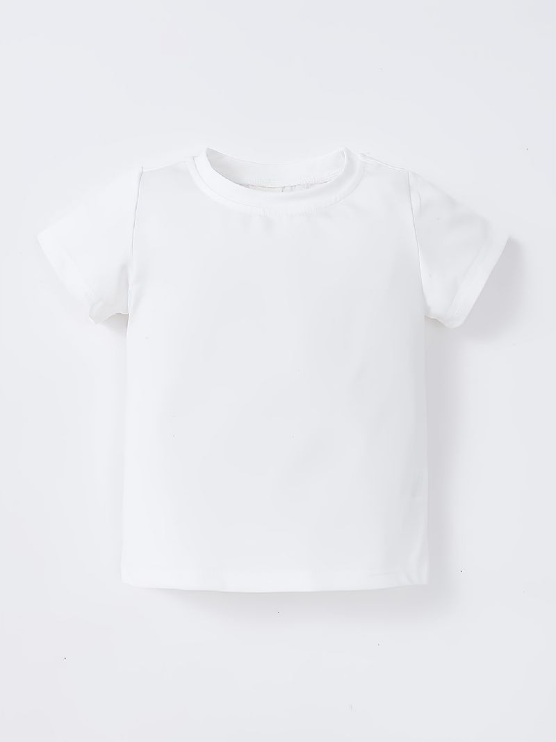 Toddler Baby T-shirt Basic Ensfarvede Rund Hals Kortærmet Piger Drenge