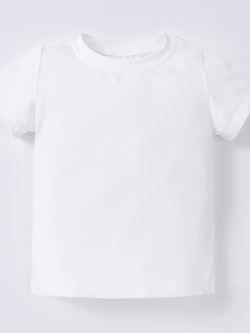 Toddler Baby T-shirt Basic Ensfarvede Rund Hals Kortærmet Piger Drenge