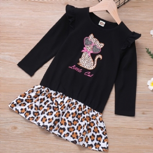Trykt Cat Leopard Hem T-shirt Kjole