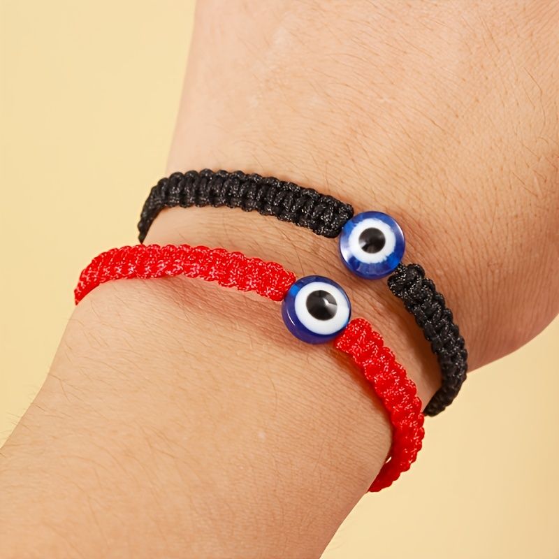 1 Stk Moderigtigt Unisex Devil's Eye Lucky Justerbart Rødt Reb Flettet Forældre-barn Par Amulet Armbånd Til Fødselsdagsgave Julegave