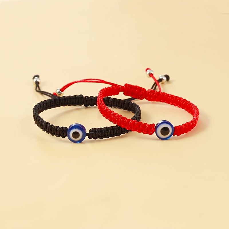 1 Stk Moderigtigt Unisex Devil's Eye Lucky Justerbart Rødt Reb Flettet Forældre-barn Par Amulet Armbånd Til Fødselsdagsgave Julegave