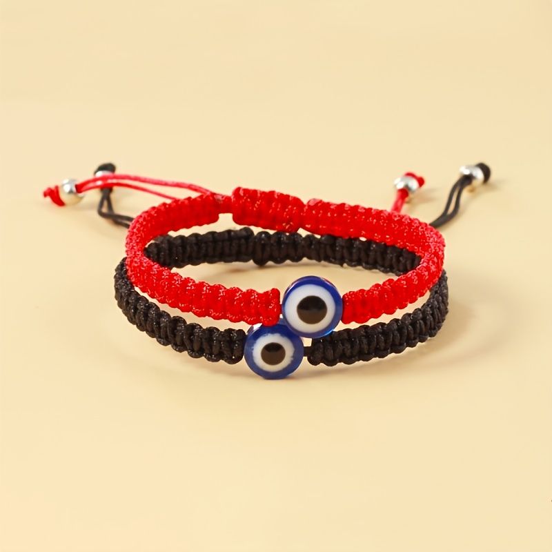 1 Stk Moderigtigt Unisex Devil's Eye Lucky Justerbart Rødt Reb Flettet Forældre-barn Par Amulet Armbånd Til Fødselsdagsgave Julegave