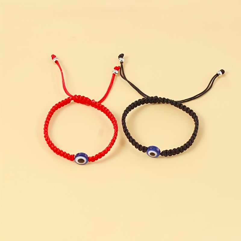 1 Stk Moderigtigt Unisex Devil's Eye Lucky Justerbart Rødt Reb Flettet Forældre-barn Par Amulet Armbånd Til Fødselsdagsgave Julegave