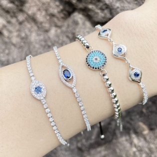 1 Stk Zircon Blue Eye Kobber Reb Armbånd Til Kvinder Charms Smykker Gave Fødselsdagsgaver Til Kone Piger Hendes