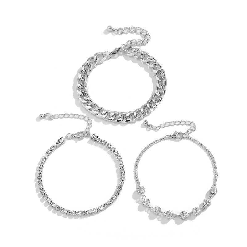 3 Stk Mode Rhinestone Runde Armbånd Sæt Charms Smykker Gave Fødselsdagsgaver Til Kvinder Kone Piger Hende