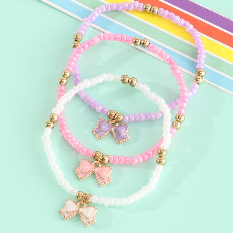 3 Stk Piger Beaded Armbånd Sløjfe Vedhæng Dekor Børnegaver