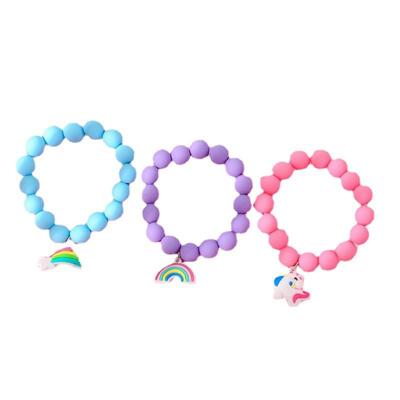 3 Stk Rainbow Unicorn Solid Soft Beads Børnearmbånd
