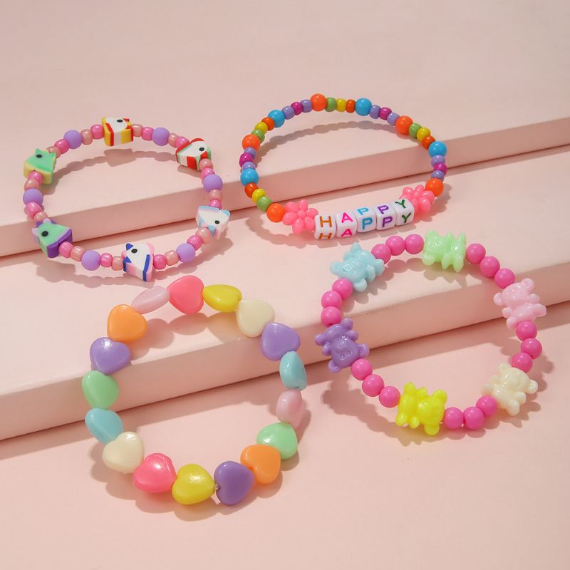 4 Stk Akrylperler Stretch-armbånd Til Børn