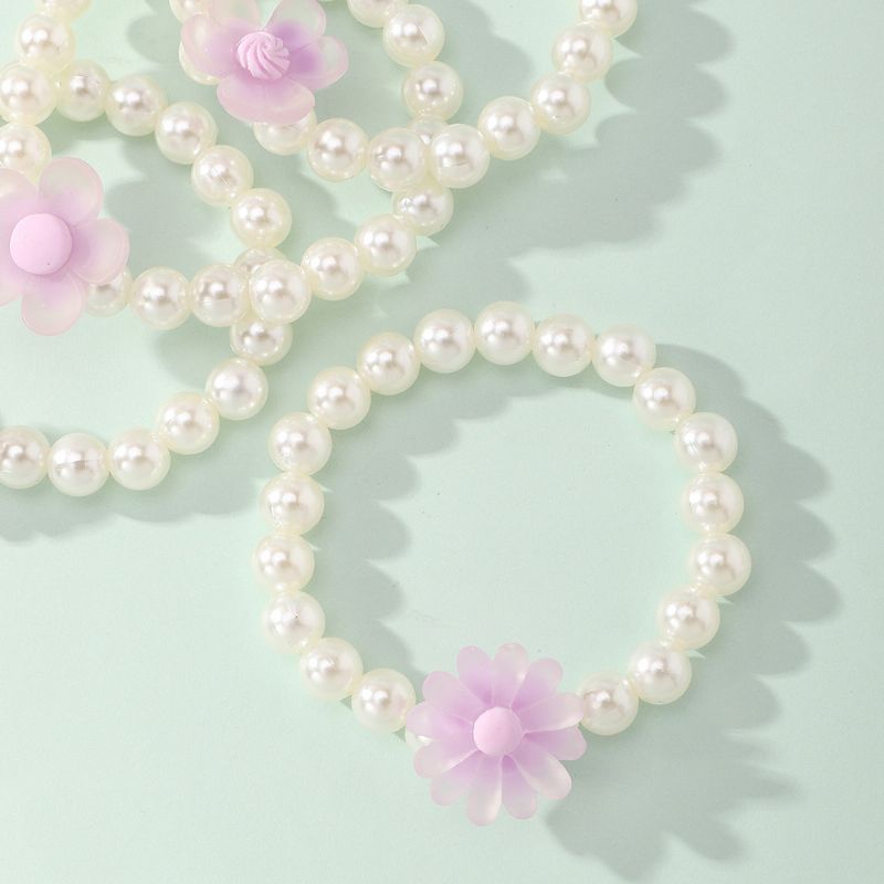 4 Stk Faux Pearl Blomsterarmbånd Til Babypiger Småbørn