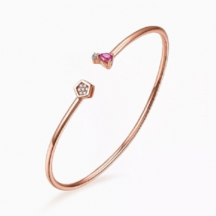 7 Grader 925 Sterling Sølv Rose Golden Armbånd Åben Manchet Charms Smykker Gave Fødselsdagsgaver Til Kvinder Kone Piger Hende