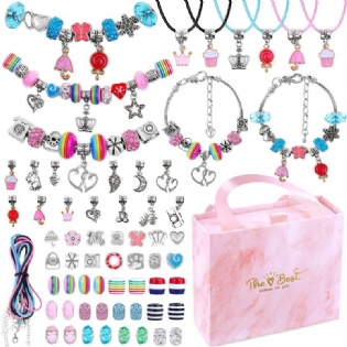 75 Stk Charm Armbånd Making Kit Inklusive Perler Slangekæder Diy Craft Til Piger Julegave Sæt