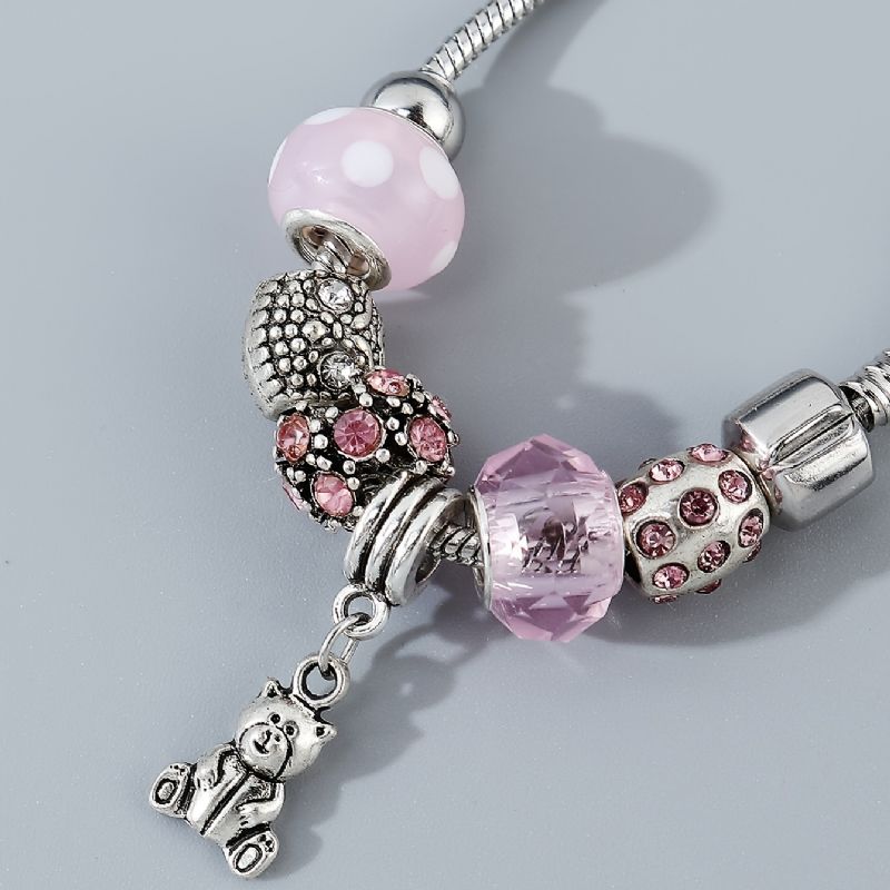 Beaded Bear Rhinestone Pendant Armbånd Legering Charms Smykker Gaver Til Teenagepiger Datter Søster Bedste Ven Venskab Hende