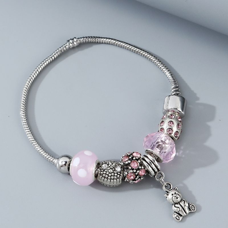 Beaded Bear Rhinestone Pendant Armbånd Legering Charms Smykker Gaver Til Teenagepiger Datter Søster Bedste Ven Venskab Hende