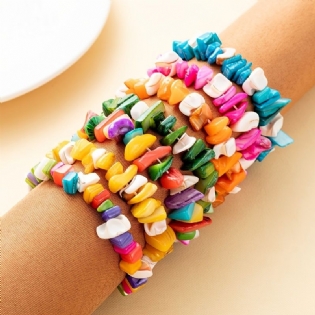 Boho Beaded Armbånd Farverige Muslingeskal Perler Strækbart Søde Smykker Til Kvinder Og Piger Fødselsdagsgave