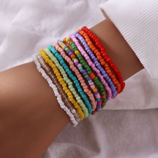 Boho Sead Beads Beaded Stretch Armbånd Charms Smykker Gave Fødselsdagsgaver Til Kvinder Kone Piger Hende