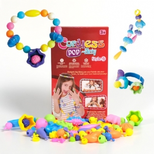 Børn Popcorn Diy Trådløst Perlesæt Legetøjssæt Piger Prinsesse Decor Håndlavet Kontrast Perlehalskæde Armbånd Gave