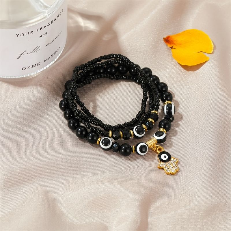 Devil's Eye Armbånd 4 Stk Sæt Stretch Beaded Smykker Gave Fødselsdagsgaver Til Kvinder Mor Kone Piger Hendes