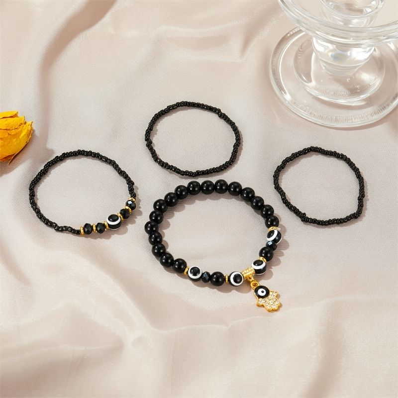Devil's Eye Armbånd 4 Stk Sæt Stretch Beaded Smykker Gave Fødselsdagsgaver Til Kvinder Mor Kone Piger Hendes