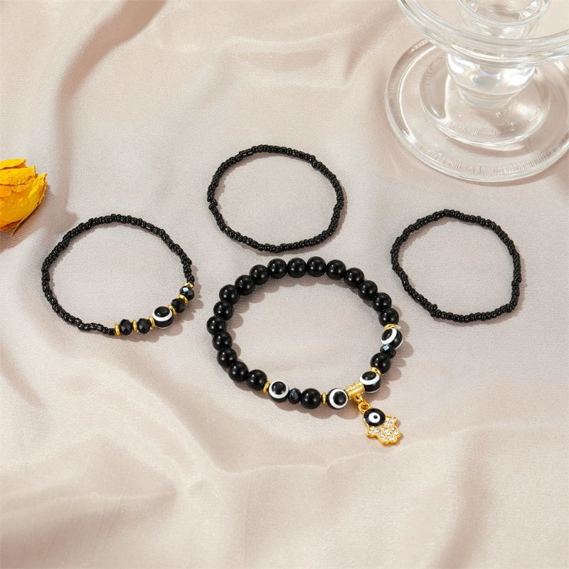 Devil's Eye Armbånd 4 Stk Sæt Stretch Beaded Smykker Gave Fødselsdagsgaver Til Kvinder Mor Kone Piger Hendes