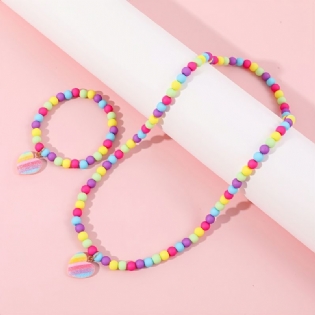 Elsker Farverige Perler Halskæde Armbånd Til Børn Baby Fødselsdagsgave