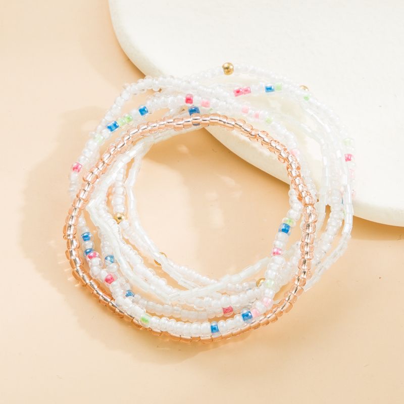 Farverige Rice Beaded Armbånd Til Kvinder Piger Lagdelt Regnbue Strand Til Fødselsdagsfest Gavesmykker