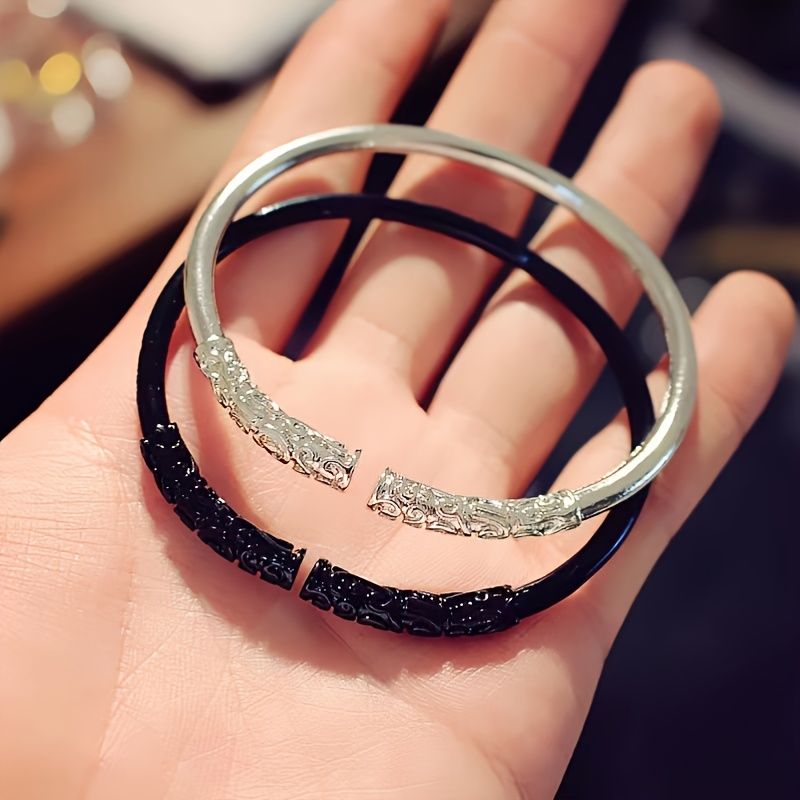 Guld/sølv/sort Klassisk Legering Manchet Armbånd Til Mænd Drenge