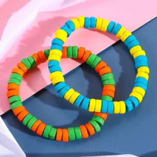 Makersland 2 Stk Teen Farverige Træperlearmbånd Til Dagligt Slid Party Børn Gift