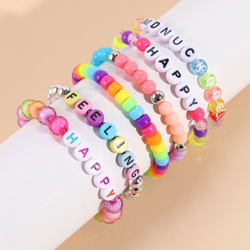Makersland Børn Youth Farverige Akrylperler Alphabet Bead Armbånd