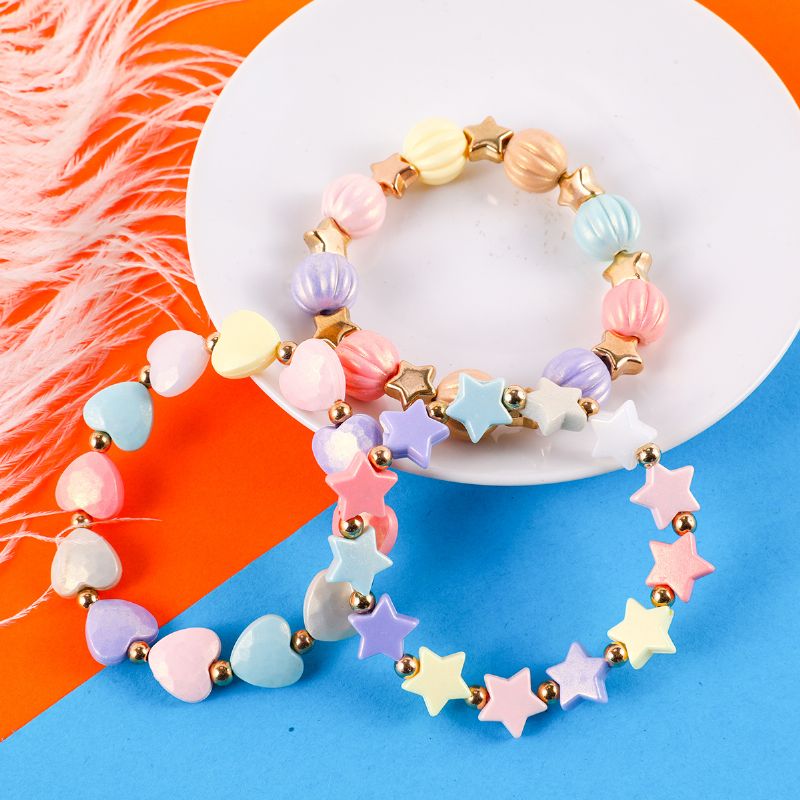 Makersland Piger Cute Akryl Star Heart Beads Armbånd