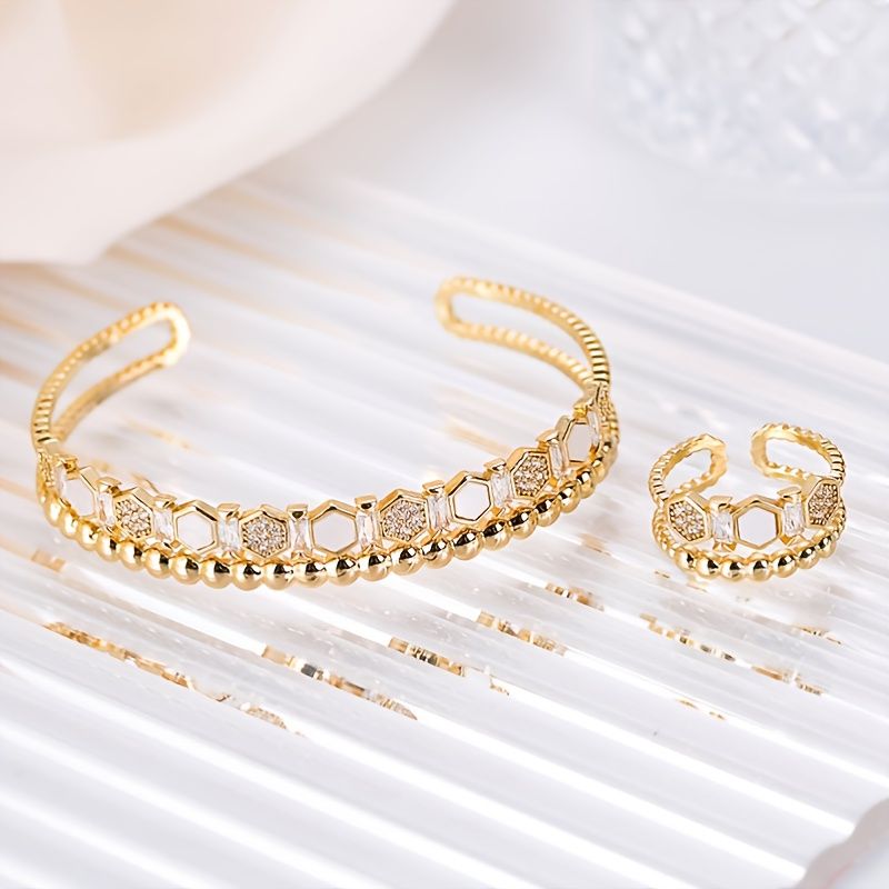 Mode Zircon Armbånd Rhinestone Ring Sæt Charms Smykker Gave Fødselsdagsgaver Til Kvinder Kone Piger Hendes