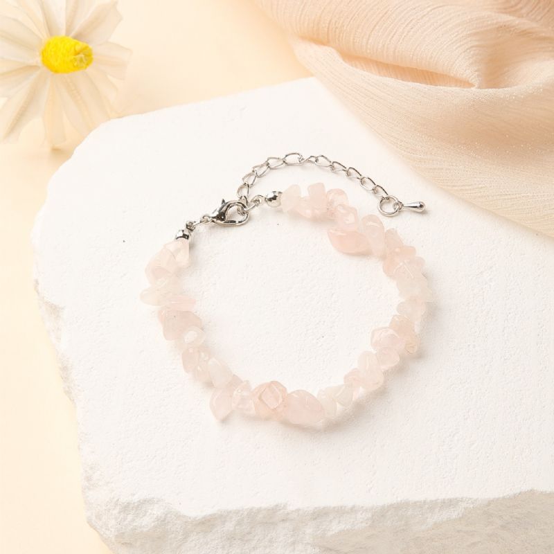 Naturlige Rose Quartz Armbånd Til Kvinder Chakra Justerbare Til Smykker Gave Fødselsdagsgaver Til Mor Kone Piger Hendes