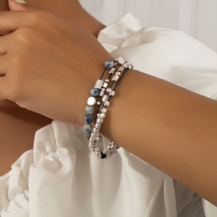 Sølvperler Lapis Lazuli Magnetisk Armbånd Smykker Gave Fødselsdagsgaver Til Kvinder Mor Kone Piger Hendes