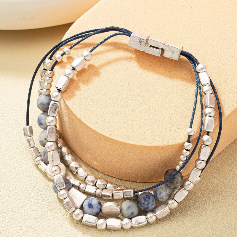 Sølvperler Lapis Lazuli Magnetisk Armbånd Smykker Gave Fødselsdagsgaver Til Kvinder Mor Kone Piger Hendes
