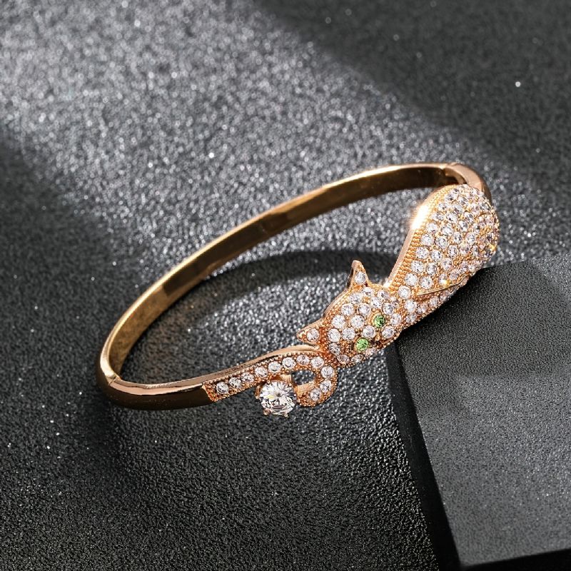 Sparkly Armbånd Katteformet Zirkon Justerbar & Stabelbar Bangle Smykker Til Kvinder Piger