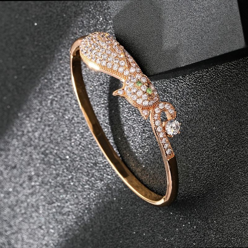 Sparkly Armbånd Katteformet Zirkon Justerbar & Stabelbar Bangle Smykker Til Kvinder Piger