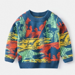 1 Stk Drenge Casual Graffiti Print Pullover Sweater Rund Hals Lange Ærmer Til Vinter