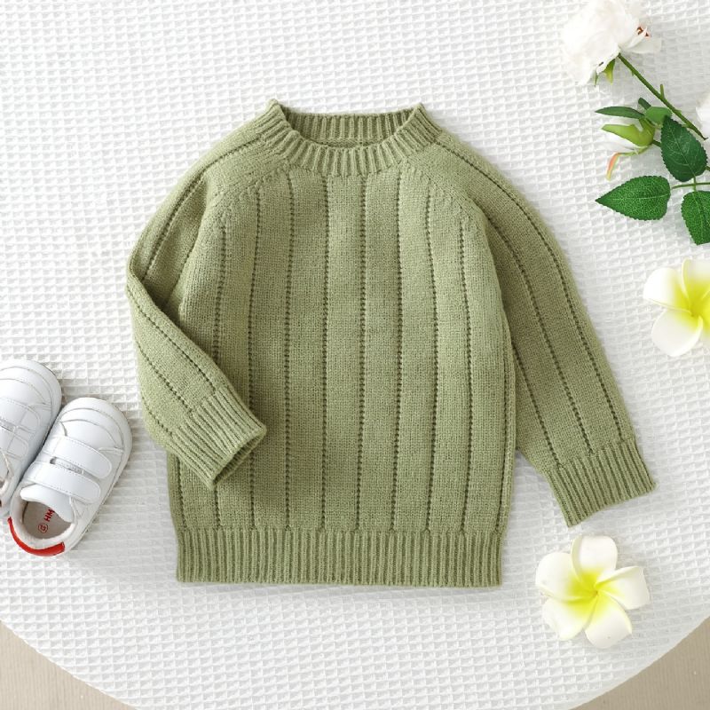 Baby Drenge Casual Solid Striktrøje Sweater Langærmet Termisk Top Til Vinter