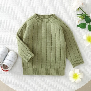 Baby Drenge Casual Solid Striktrøje Sweater Langærmet Termisk Top Til Vinter