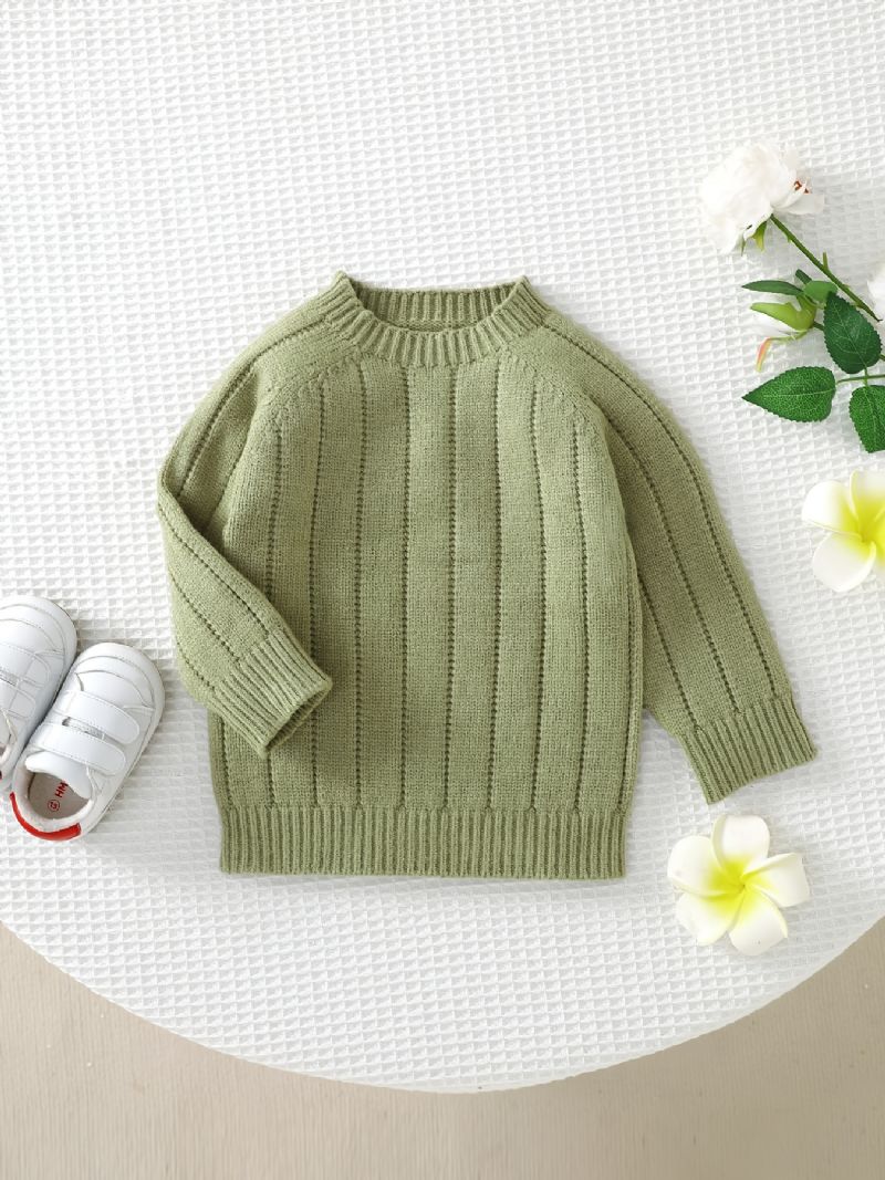 Baby Drenge Casual Solid Striktrøje Sweater Langærmet Termisk Top Til Vinter