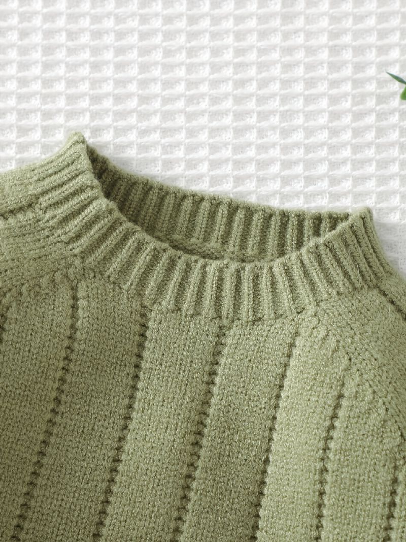 Baby Drenge Casual Solid Striktrøje Sweater Langærmet Termisk Top Til Vinter